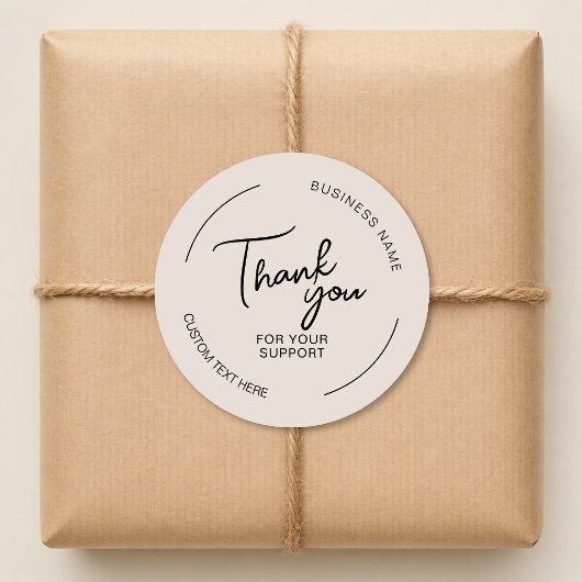 Maak Je Eigen Bedankt Beige Zakelijk Ronde Sticker