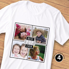 Maak je eigen beste opa ooit 4 foto collage t-shirt