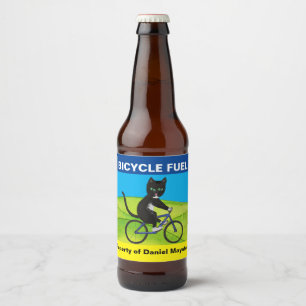 Maak je eigen bierlabel kat op de fiets bier etiket