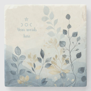 Maak Je Eigen Blauw & Beige Bloemige Minimalist Stenen Onderzetter
