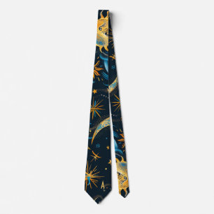 Maak je eigen Blauw & Goud Zon Maan & Sterren Stropdas