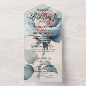 Maak Je Eigen Blauwe Aquarelroos Op Maat All In One Uitnodiging (Binnen)