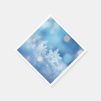 Maak Je Eigen Blauwe Bokeh Sneeuwvlokken Evenement Servet