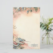 Maak Je Eigen Blauwe Chinese Draak Bloem Briefpapier (Staand voorkant)