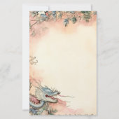 Maak Je Eigen Blauwe Chinese Draak Bloem Briefpapier (Achterkant)