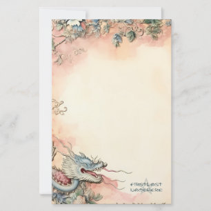 Maak Je Eigen Blauwe Chinese Draak Bloem Briefpapier