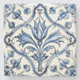 Maak je eigen blauwe chinoiserie bloemen stenen onderzetter