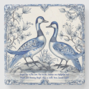 Maak je eigen blauwe chinoiserie bloemengeanteraig stenen onderzetter