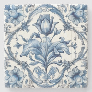 Maak je eigen blauwe Chinoiserie bloemtegels Stenen Onderzetter