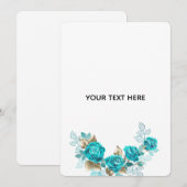 Maak je eigen blauwe elegante roos save the date (Voorkant / Achterkant)
