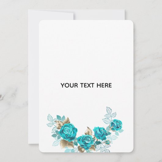 Maak je eigen blauwe elegante roos save the date (Voorkant)