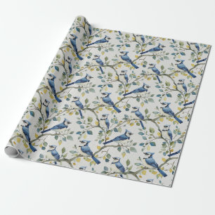 Maak Je Eigen Blauwe Gaai Zangvogels Lente Cadeaupapier