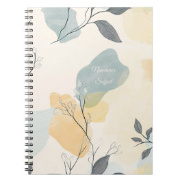 Maak Je Eigen Blauwe Gele Bladrijke Flora Minimali Notitieboek
