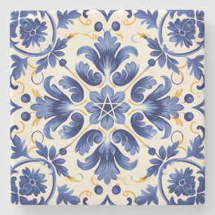 Maak Je Eigen Blauwe Gele Talavera Stijl Bloem Stenen Onderzetter