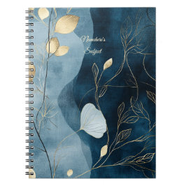 Maak Je Eigen Blauwe Gouden Bloemige Minimalist Notitieboek