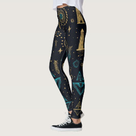 Maak Je Eigen Blauwe & Gouden Magische Symbolen Zw Leggings