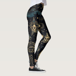 Maak Je Eigen Blauwe & Gouden Paganistische Symbol Leggings