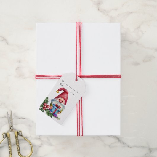 Maak je eigen blauwe kerstkabouter cadeau cadeaulabel (Met Touw)