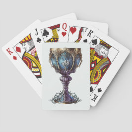Maak Je Eigen Blauwe & Paarse Gouden Geslepen Kelk Pokerkaarten