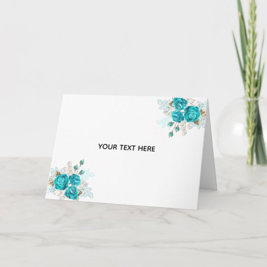 Maak Je Eigen Blauwe Roos Elegant Kaart (Voorkant)