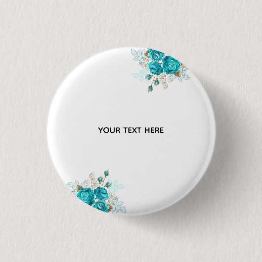 Maak Je Eigen Blauwe Roos Elegant Ronde Button 3,2 Cm (Voorkant)