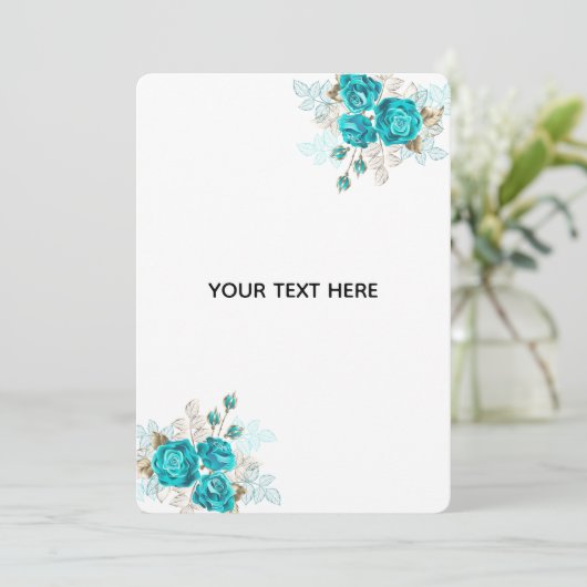 Maak Je Eigen Blauwe Roos Elegant Save The Date (Staand voorkant)