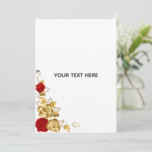 Maak je eigen blauwe roos elegant save the date (Staand voorkant)