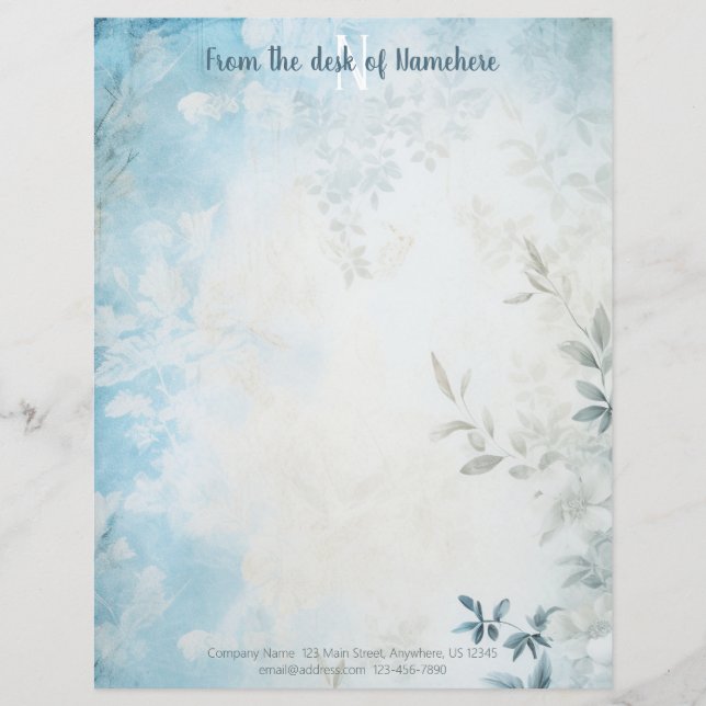 Maak je eigen blauwe shabby chic bladeren briefhoofd (Voorkant)