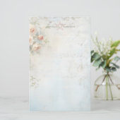 Maak Je Eigen Blauwe Shabby Chic Perzikrozen Briefpapier (Staand voorkant)