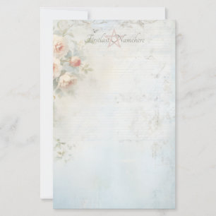 Maak Je Eigen Blauwe Shabby Chic Perzikrozen Briefpapier