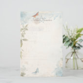 Maak Je Eigen Blauwe Shabby Chic Vlinderrozen Briefpapier (Staand voorkant)