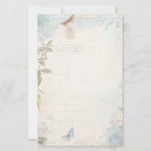 Maak Je Eigen Blauwe Shabby Chic Vlinderrozen Briefpapier (Achterkant)