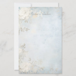 Maak Je Eigen Blauwe Shabby Chic Witte Bloemen Briefpapier