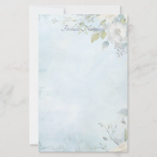 Maak Je Eigen Blauwe Shabby Chic Witte Bloesems Briefpapier
