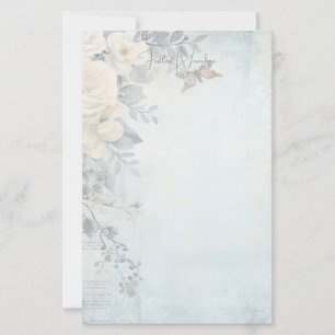Maak Je Eigen Blauwe Shabby Chic Witte Rozen Briefpapier
