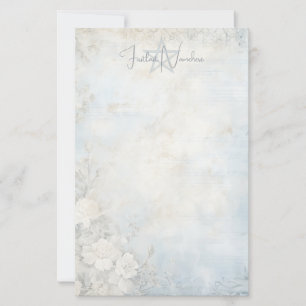Maak Je Eigen Blauwe Shabby Chic Witte Theerozen Briefpapier