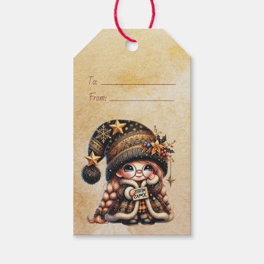 Maak Je Eigen Blij Magisch Kerst Gnoom Cadeaulabel (Voorkant)