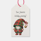 Maak je eigen blijde Kerstmis geruite Gnome Cadeaulabel (Achterkant)