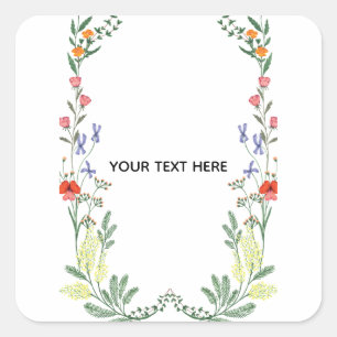 Maak je eigen bloemenrand vierkante sticker