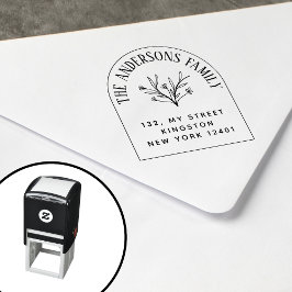 Maak Je Eigen Bloemige Blad Familienaam Zelfinktende Stempel
