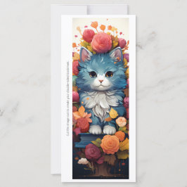 Maak Je Eigen Bloemige Blauwe Kat Boekmerk Kaart