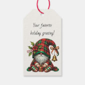 Maak Je Eigen Bloemige Kerstmis Plaid Gnome Bel Cadeaulabel (Achterkant)