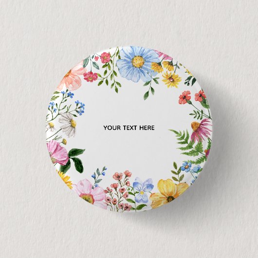 Maak je eigen bloemige knop ronde button 3,2 cm (Voorkant)