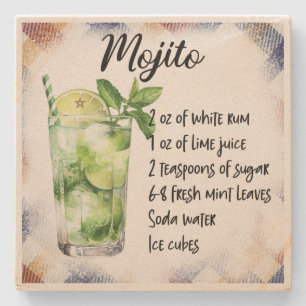 Maak je eigen bloemige mojito cocktailrecept stenen onderzetter