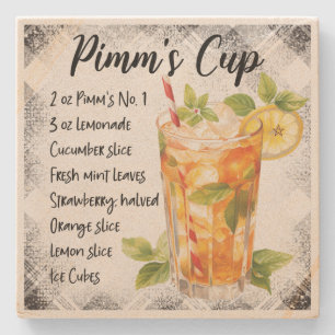 Maak je eigen bloemige Pimm's Cup cocktailrecept Stenen Onderzetter