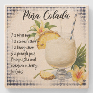 Maak je eigen bloemige Pina Colada cocktailrecept Stenen Onderzetter