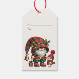 Maak je eigen bloemrijke Kerst plaid Gnome vogel Cadeaulabel