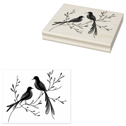 Maak Je Eigen Bloemrijke Paradijsvogel Takken Rubberstempel (Gestempeld)