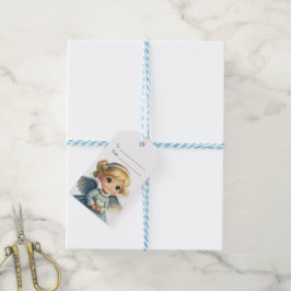 Maak je eigen Blonde Blue Angel Kerstmis Cadeaulabel