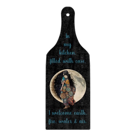 Maak Je Eigen Boho Bloemen Maanwandeling Snijplank (Voorkant)